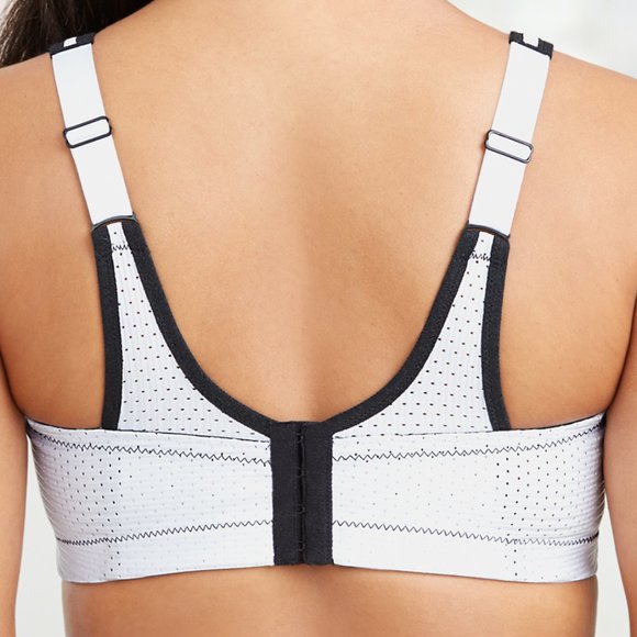 Glamorise SPORT Bra 32B (DOUBLE-LAYER) Wicking (PADDED-STRAPS) WHITE NEW - Picture 4 of 9